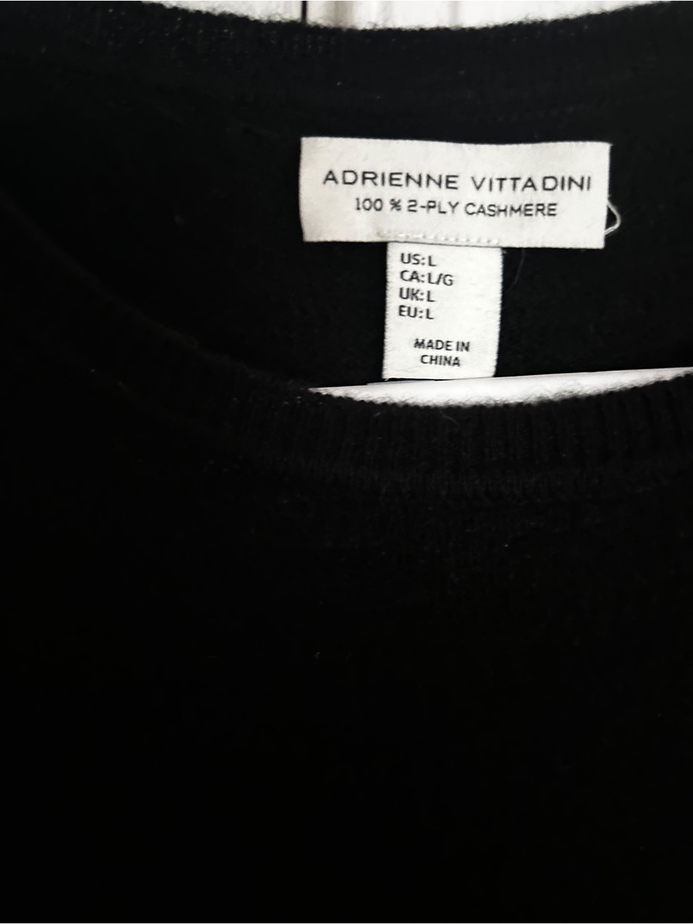 Adrienne Vittadini Black Crewneck Cashmere Sweater